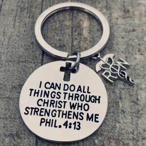 Nurse Keychain, I Can Do All Things Through Christ - RN